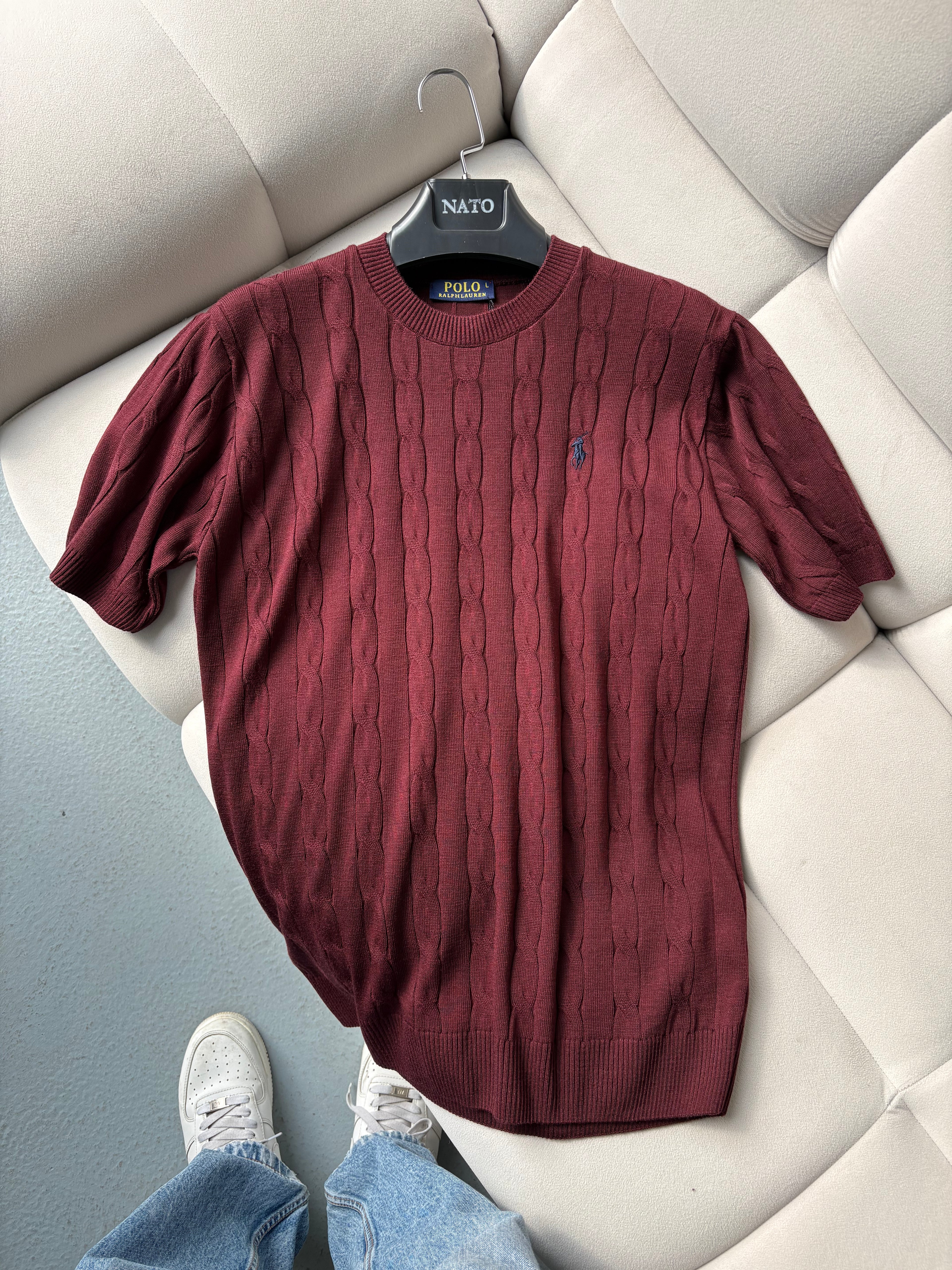 Polo Ralph Lauren Bordo Bisiklet Yaka Yazlık Triko