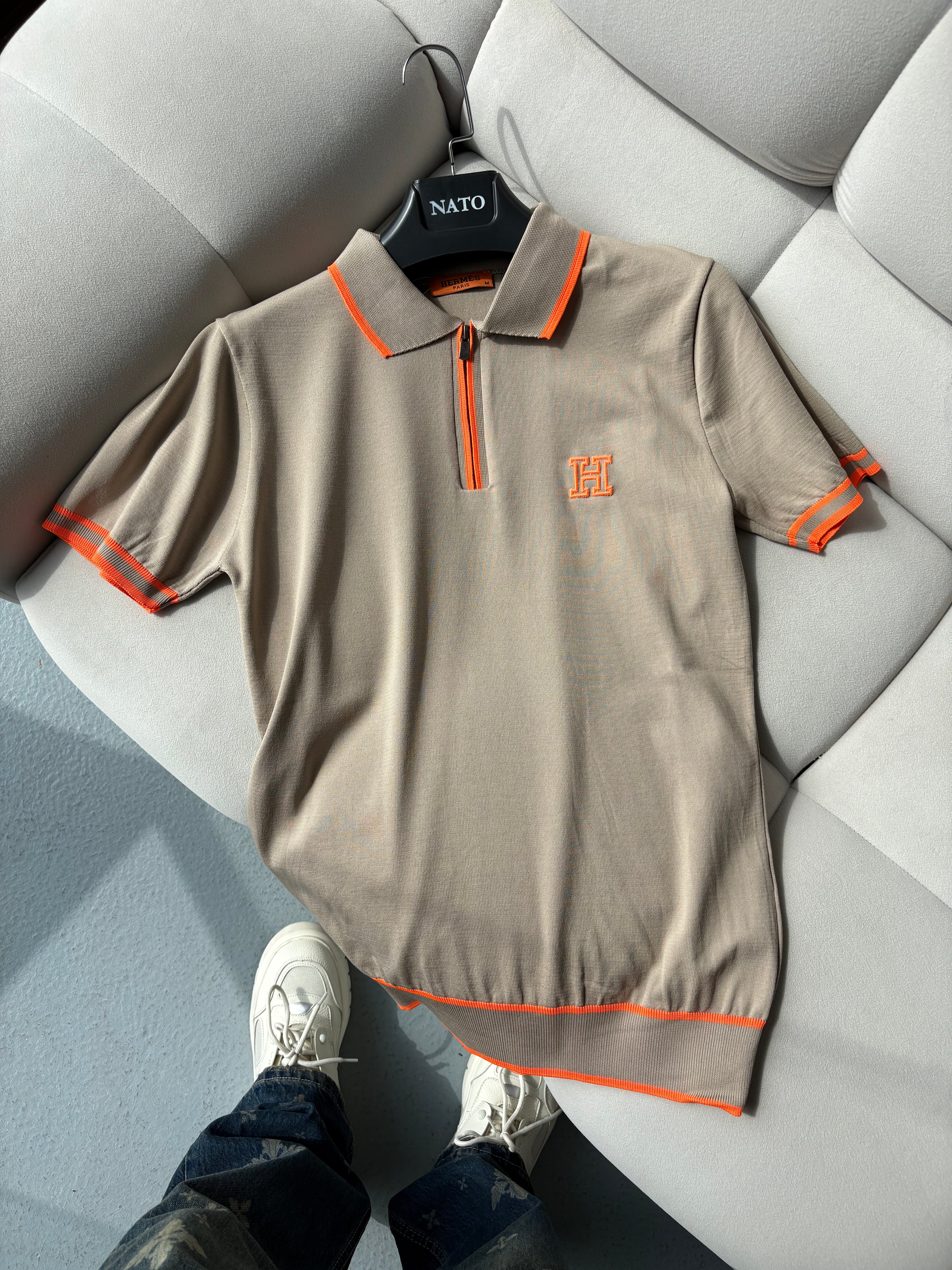 Hermes Bej Polo Yaka Yazlık Triko