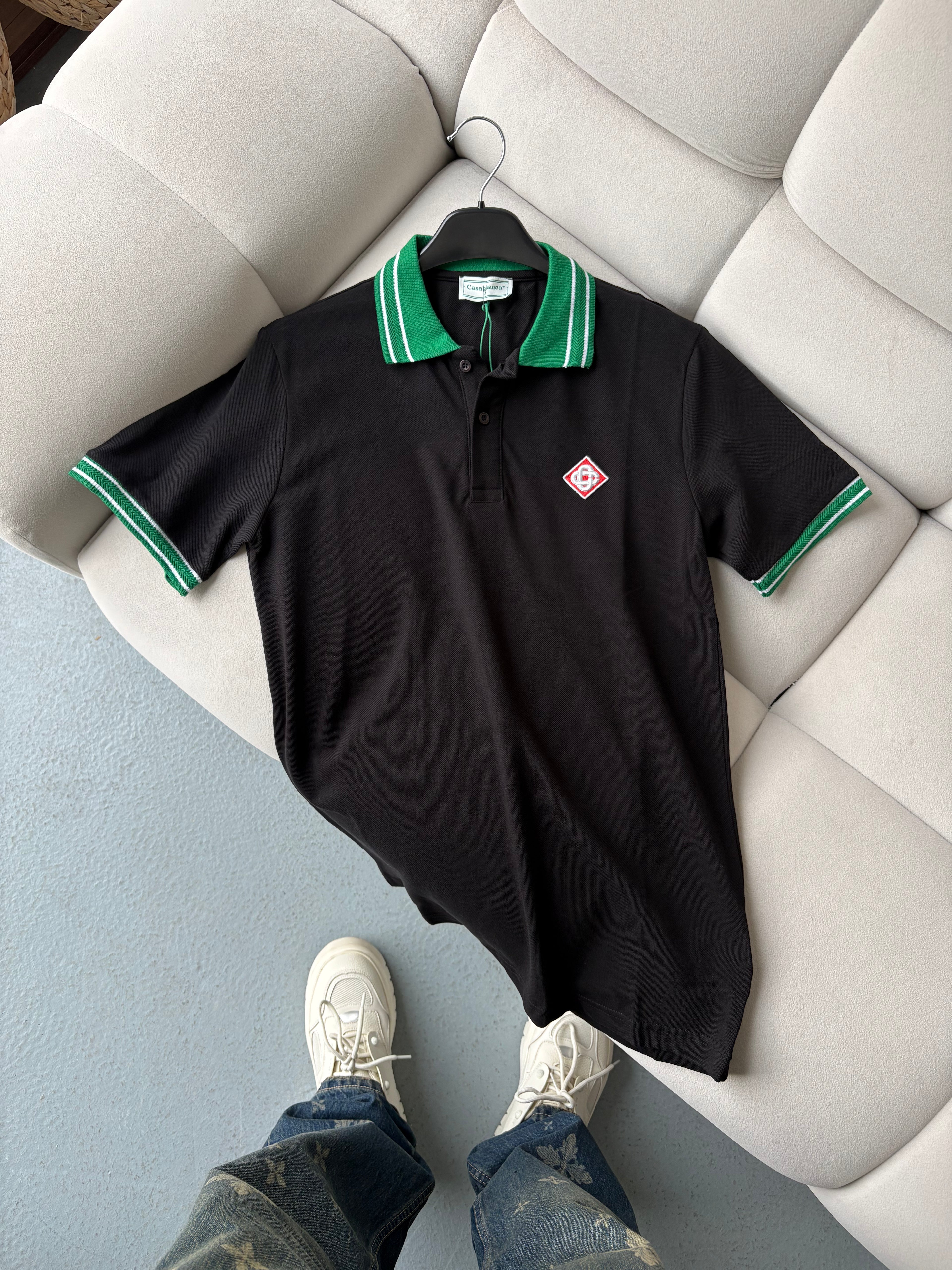 Casablanca Siyah Polo Yaka T-shirt