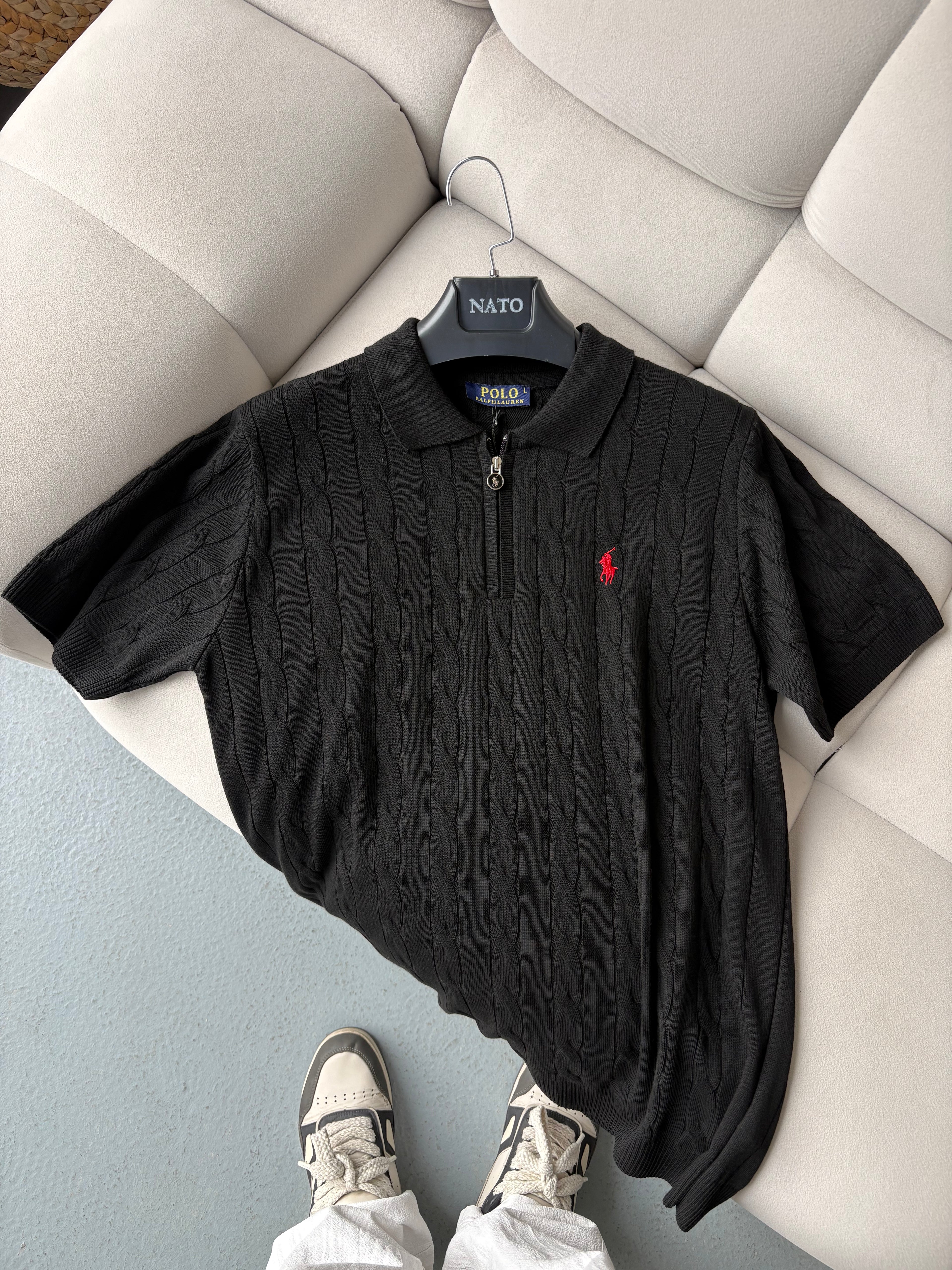 Polo Ralph Lauren Siyah Zip Yazlık Triko